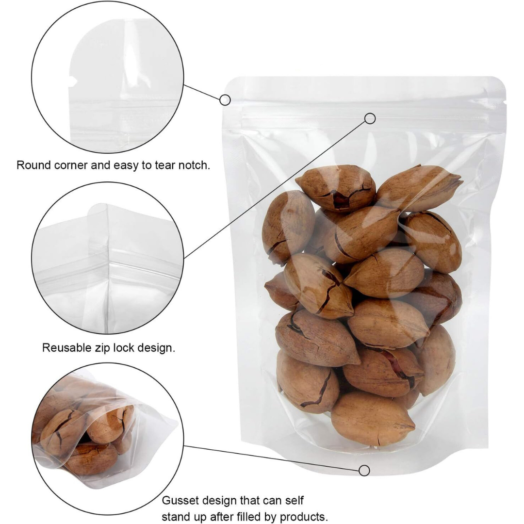 Transparent Standup Zipper Pouch | Reusable LDPE Zip Lock Bag for Food Storage | Product Packing Pouch | Clear Zip Seal Pouch For Travel and Home Use