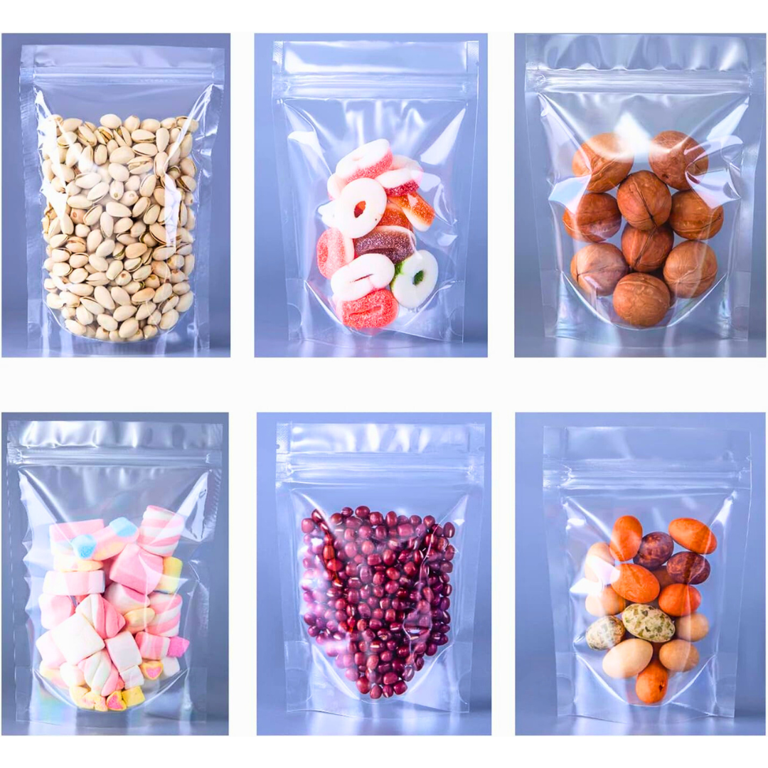 Transparent Standup Zipper Pouch | Reusable LDPE Zip Lock Bag for Food Storage | Product Packing Pouch | Clear Zip Seal Pouch For Travel and Home Use