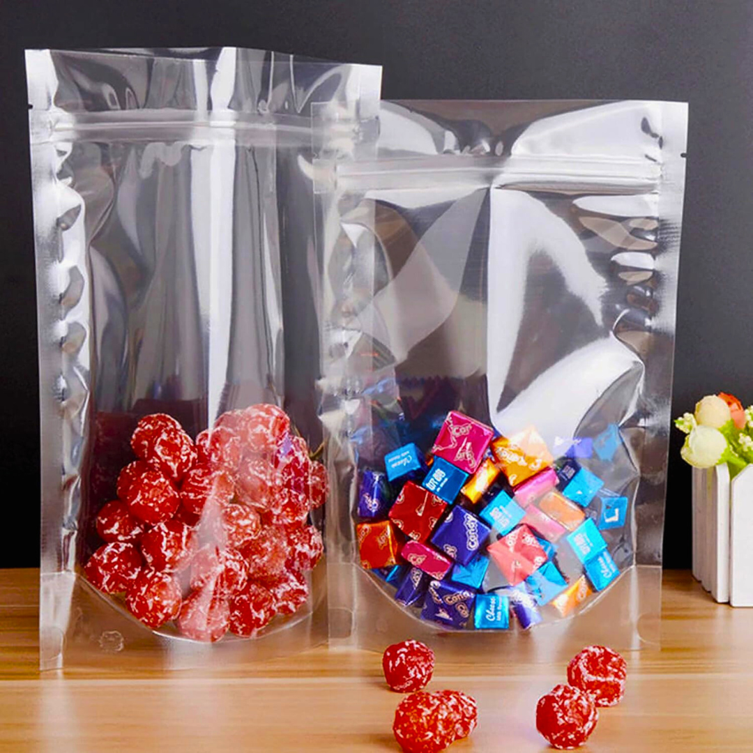 Transparent Standup Zipper Pouch | Reusable LDPE Zip Lock Bag for Food Storage | Product Packing Pouch | Clear Zip Seal Pouch For Travel and Home Use