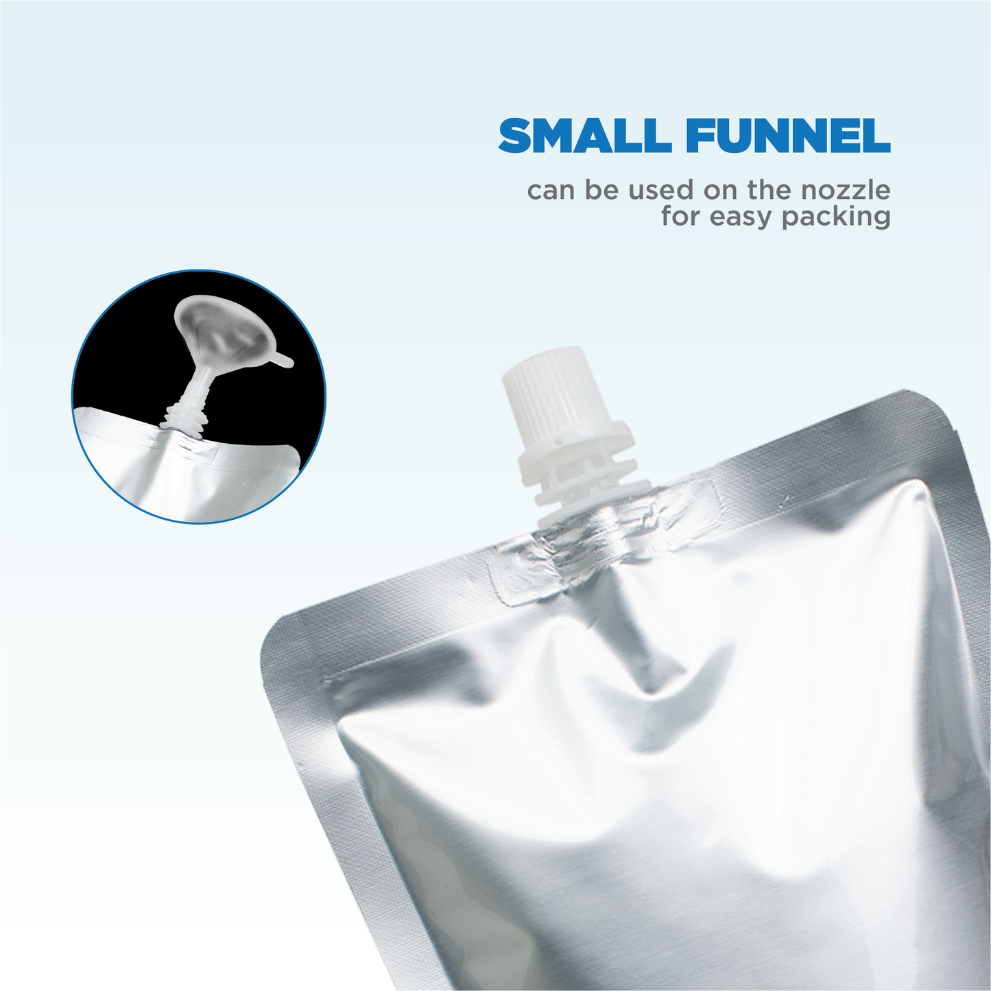 Glossy Silver Spout Pouch for Hot and Cold Beverages, Like Tea, Coffee, Milk, Soup, Juice, Liquor Etc | Hot Tea Spout Pouch + 1 Funnel Free