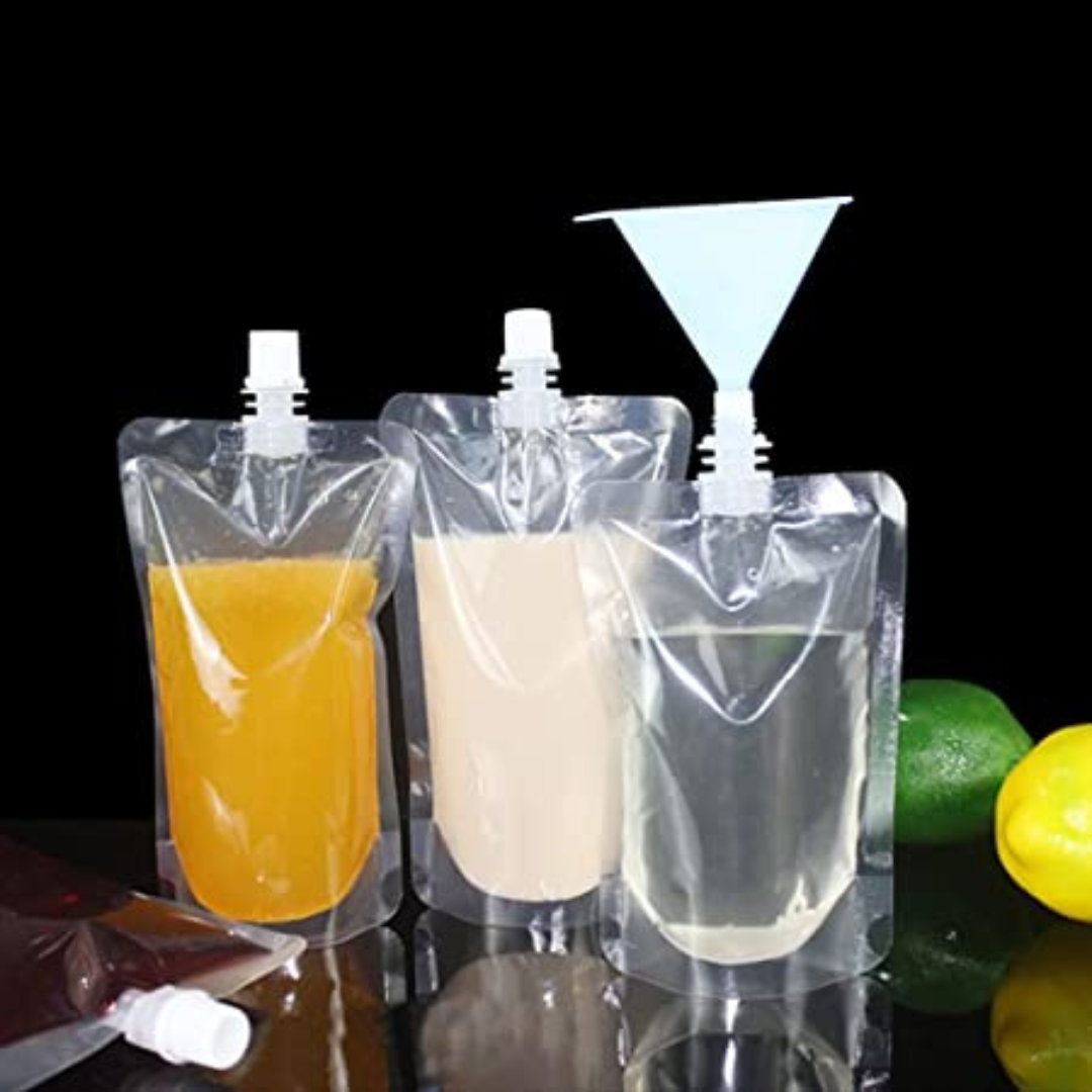 1000 ML Transparent Spout Pouch For Beverages Like Juice, Shake Etc. | Useful to store Handwash, Liquid Detergent And Any Other Liquid