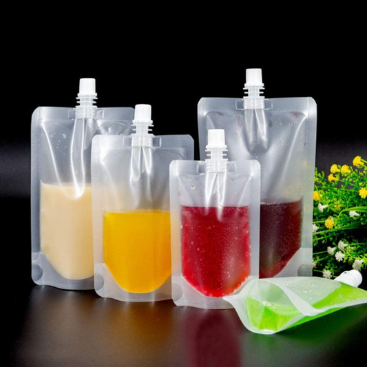 1000 ML Transparent Spout Pouch For Beverages Like Juice, Shake Etc. | Useful to store Handwash, Liquid Detergent And Any Other Liquid