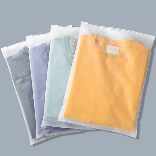 Frosted Zipper Bags | Useful to Store Clothes, Garment, Travel Accessories, Shoes, Cosmetics, Jewellery, Toiletries | With Air Vent Hole