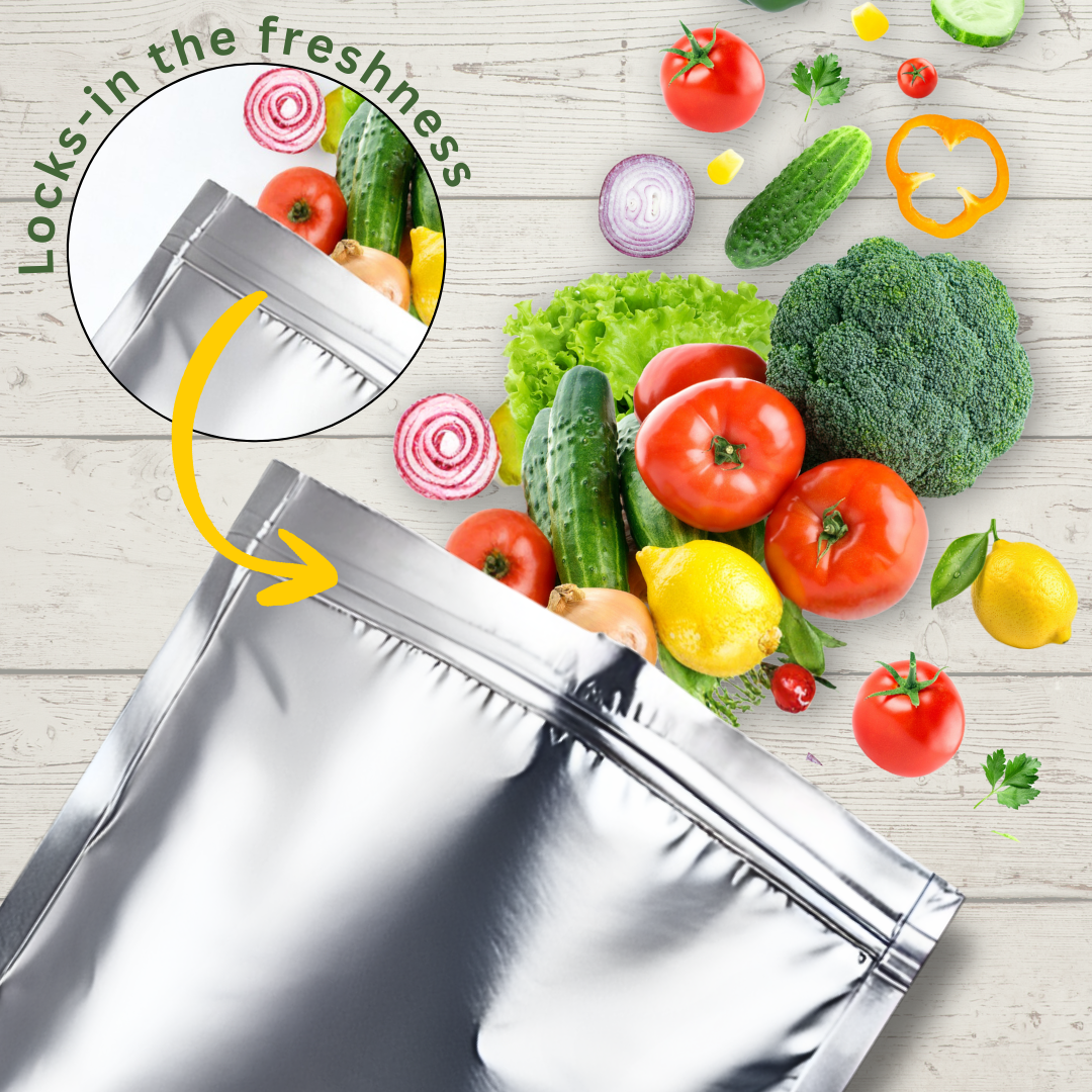 Zip 'N' Seal Metallised Silver Zip Lock Bags, Reusable Sandwich and Food Storage Bag, Airtight Foil Pouch with Zipper (Combo Pack of 30 Bags)