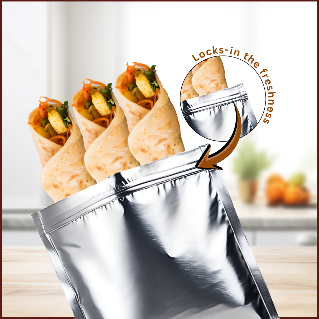 Zip 'N' Seal Metallised Silver Zip Lock Bags, Reusable Sandwich and Food Storage Bag, Airtight Foil Pouch with Zipper (Combo Pack of 30 Bags)
