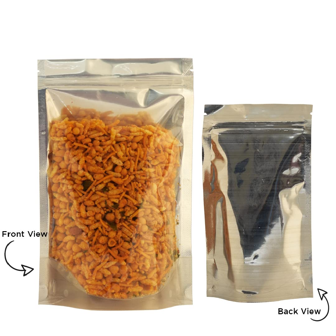 Transparent Front/Silver Back Food Graded Standup Pouches with Zipper