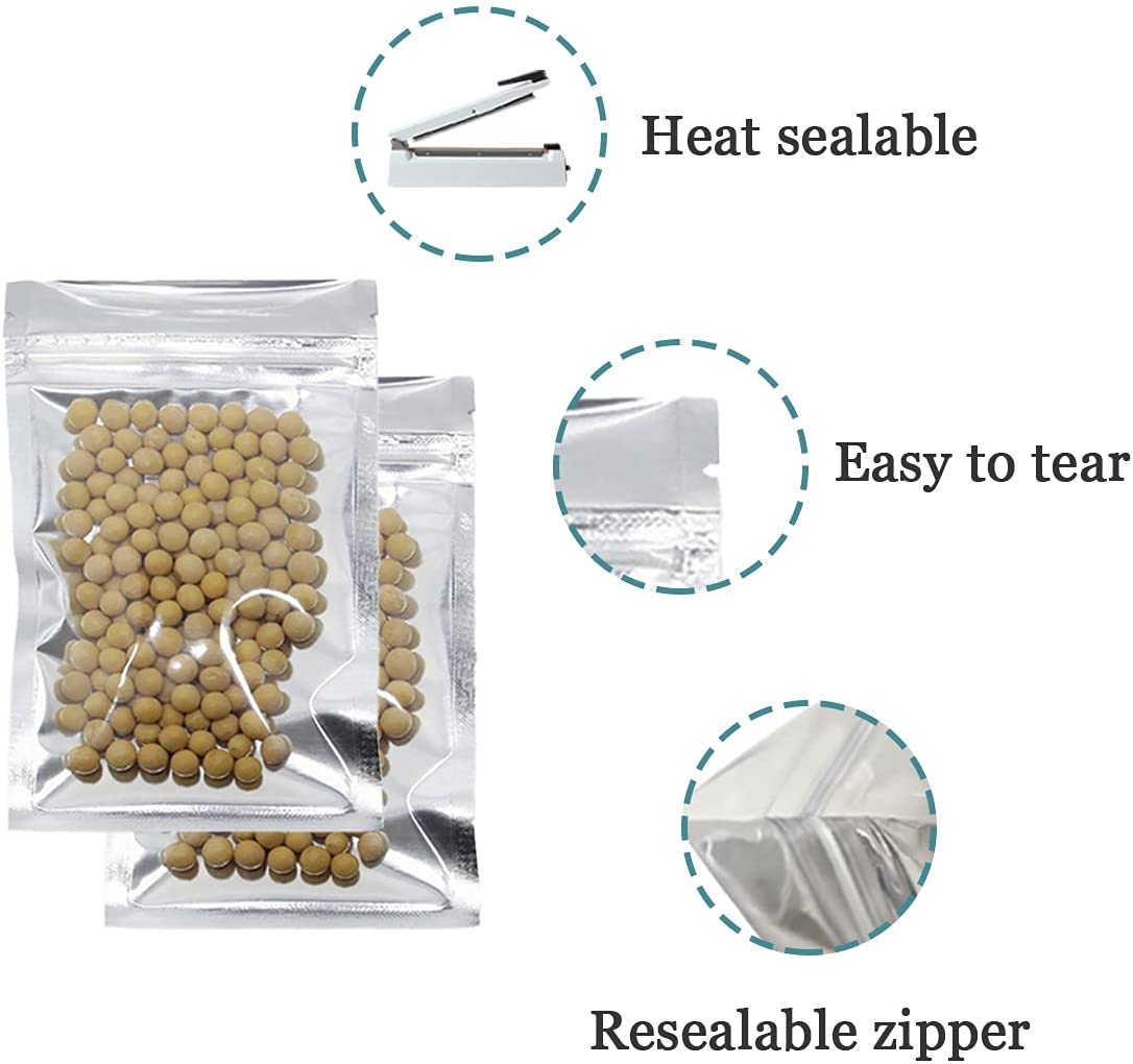 Transparent Front/Silver Back Food Graded Standup Pouches with Zipper