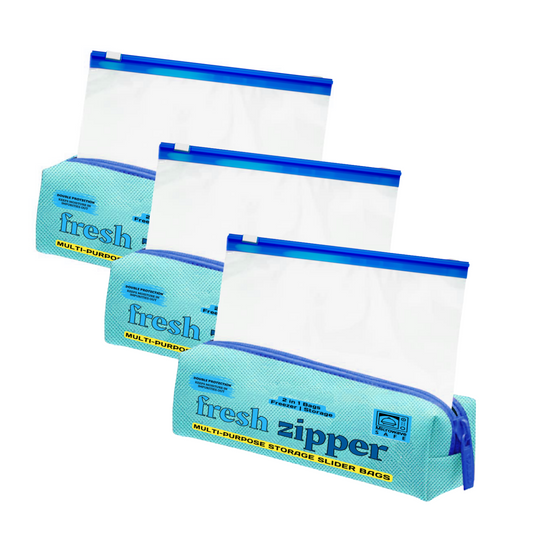 Fresh Zipper Multi-Purpose Storage Slider Bags | Combo Pack of 45 | Small x 15 Bags, Medium x 15 Bags, Large x 15 Bags