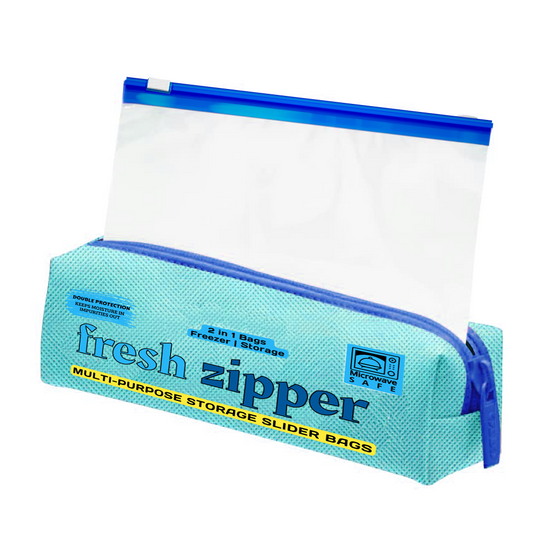 Fresh Zipper Multi-Purpose Storage Slider Bags | Microwave Safe | Freezer Safe | BPA Free